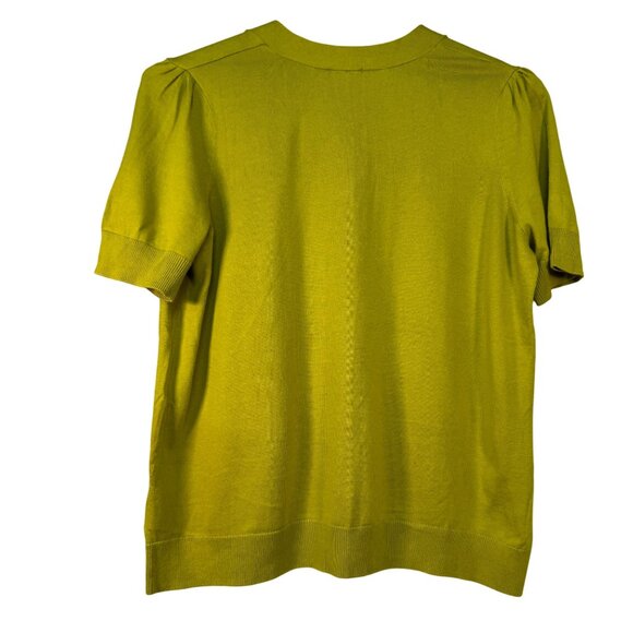 Talbots Womens Size X Knit Tie-Neck Chartreuse Short Sleeve Sweater - Picture 5 of 7